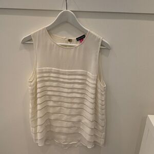 Vince Camuto Ivory Striped Sleeveless Blouse
